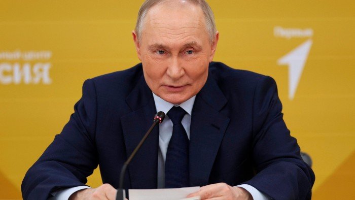 President Vladimir Putin speaks at the Russia National Centre in Moscow this week
