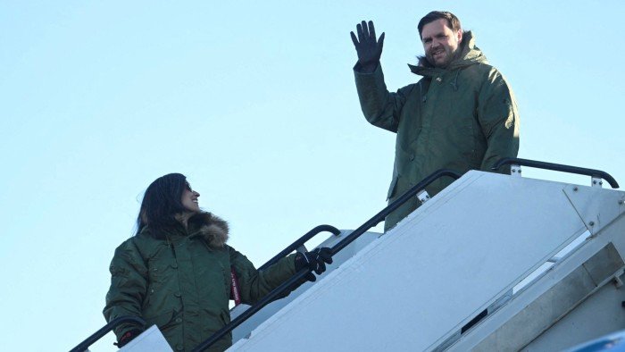 U.S Vice President JD Vance and Second Lady Usha Vance arrive at the U.S. military’s Pituffik Space Base in Greenland