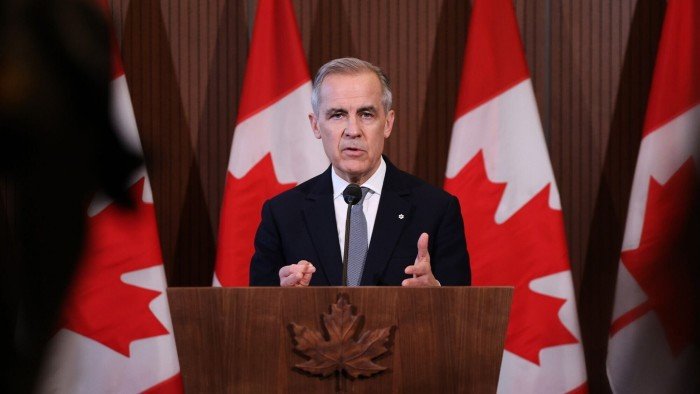 Mark Carney, Canada’s prime minister, speaks during a news conference