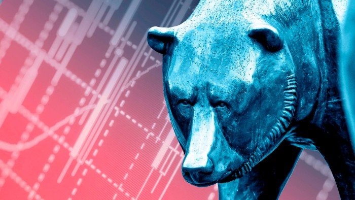 A montage a bear and charts in the background