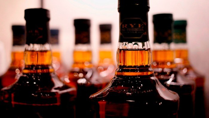 Bottles of Jim Beam bourbon whiskey