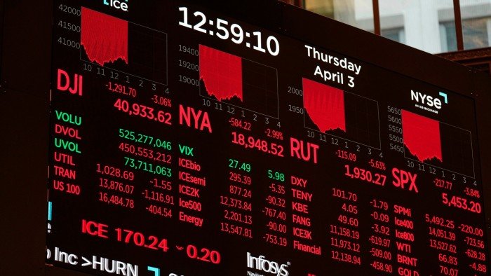 Stock tickers on a screen