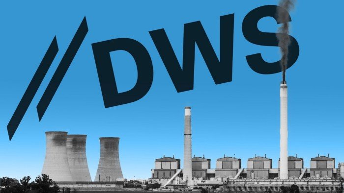 Montage featuring DWS’s logo against a background of cooling towers